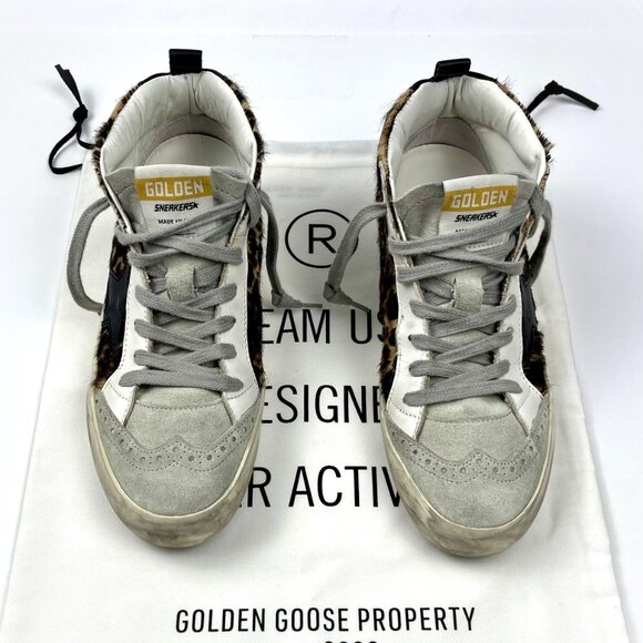 Golden Goose Mid Star Leopard Print Sneakers - Picture 2 of 11